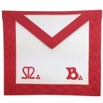 Master Mason Scottish Rite Apron - White Red Moire Ribbon Machine Embroidered