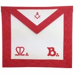 Master Mason Red Masonic Moire Apron - White Red Lodge Officer