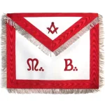 Master Mason Scottish Rite Apron - White Red Moiré Silver Fringe