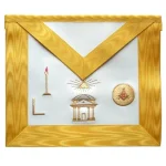 16th Degree Scottish Rite Apron - White Leather Gold Moire Border