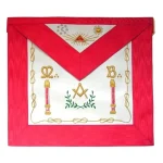 Master Mason Scottish Rite Apron - White Red Moire Sun Moon Design