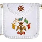 33rd Degree Scottish Rite Apron White Satin - Pleated Edge