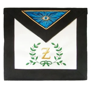 4th Degree Scottish Rite Apron - White, Royal Blue with Black Moire