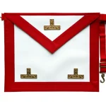 Worshipful Master Scottish Rite Apron in White and Red with Three Golden Triple Tau Symbols