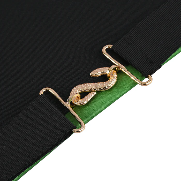 5th Degree Perfect Master Scottish Rite Apron – Green Silk Machine Embroidery