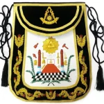 Past Master Blue Lodge Hand Embroidered Apron with Black Chenille Border and Gold Braid