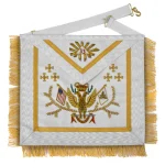 33rd Degree Scottish Rite Apron - Gold Fringe Wings Up Eagle White Moire