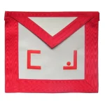 Scottish Rite Master Mason Apron - Red Moire Masonic Letters Gold Snake Belt