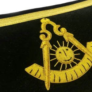 Past Master Blue Lodge Apron - Black Chenille with Gold Braid