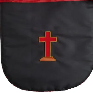 18th Degree Scottish Rite Apron - White & Red Satin with Pleated Edges