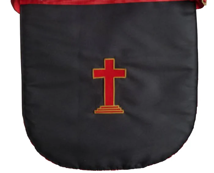 18th Degree Scottish Rite Apron – White & Red Satin with Pleated Edges