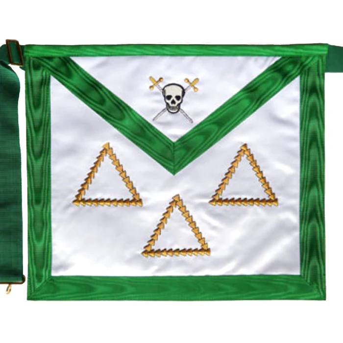 15th Degree Scottish Rite Apron – White & Green Moire