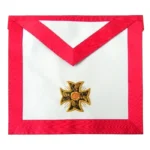 18th Degree Scottish Rite Apron | White & Red Moire With Patted Templar Cross