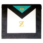 4th Degree Scottish Rite Apron in White and Sky Blue with Gold Embroidery and Moire Ribbon
