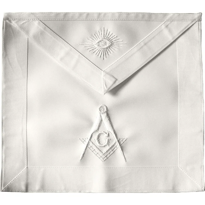 Master Mason Blue Lodge Apron – All White Square & Compass G