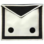 Fellowcraft Malta Regulation Apron - White Black Ribbon Rosette