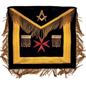 Right Worshipful Malta Regulation Apron - Black with Red Maltese Cross