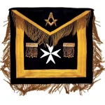 Malta Regulation Apron - Black Velvet White Maltese Cross Gold Fringe