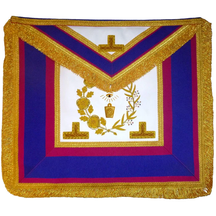 Grand Officers Mark English Regulation Apron – Blue & Pink with Gold Fringe