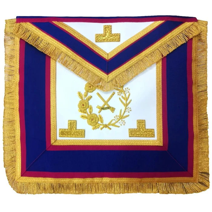 Grand Officers Mark English Regulation Apron – Blue & Pink with Gold Fringe