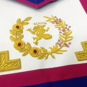 Senior Deacon Mark English Regulation Apron - Blue & Pink with Gold Hermes Emblem