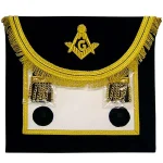Scottish Rite Master Mason Velvet Apron - Black Gold Hand Embroidered