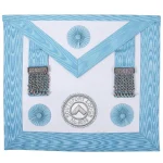 Master Mason Craft Apron Turquoise Moire - Silver Bullion Lodge Badge