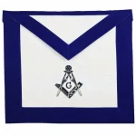 Master Mason Blue Velvet Lodge Apron with Silver Hand Embroidery