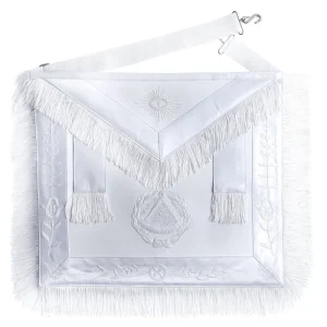 Deputy Grand Master Blue Lodge Apron - All White with Braid & Fringe