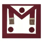 Provincial Steward Craft Apron Maroon - White Rosettes Silver Tassels