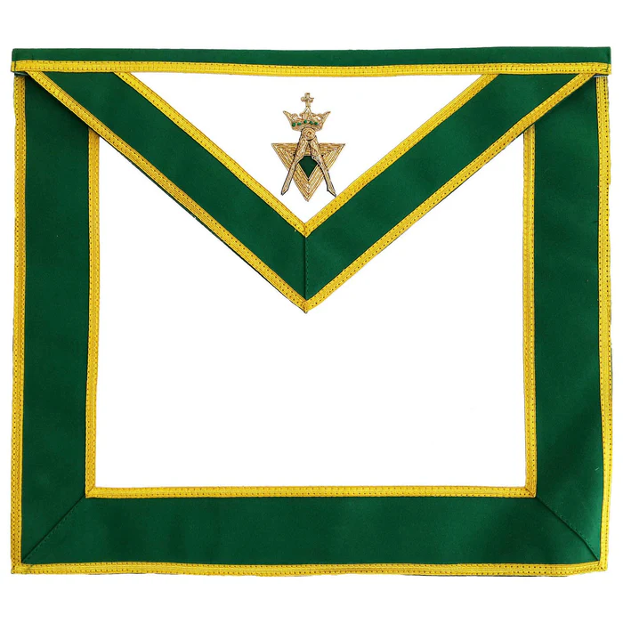 Past Sovereign Master Allied Masonic Degrees Apron – Green Velvet Hand Embroidery