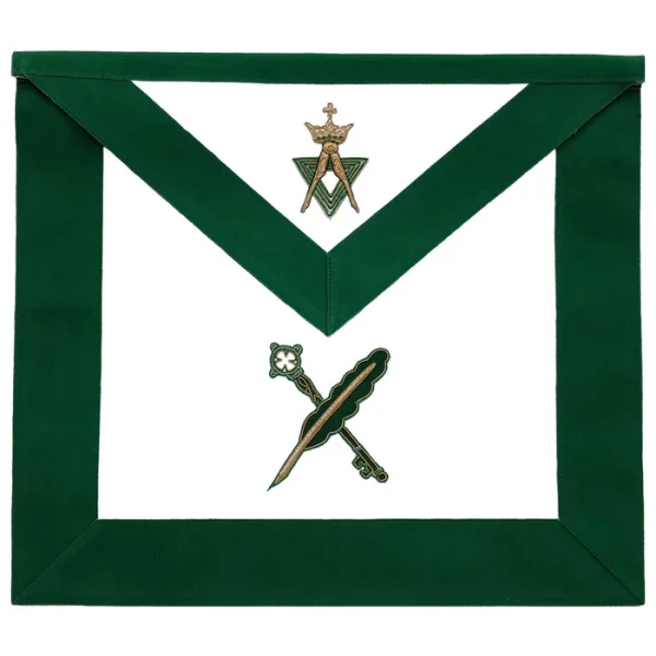 Secretary & Treasurer Allied Masonic Degrees Apron - Green Velvet