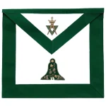 Senior Warden Allied Masonic Degrees Apron - Kelly Green Velvet Gold Braid