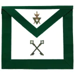 Treasurer Allied Masonic Degrees Apron - Green Velvet Crossed Keys Badge