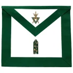 Junior Warden Allied Masonic Degrees Apron - Green Velvet Gold Badge