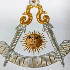 Past Master Blue Lodge Apron - Gold & Silver Bullion Hand Embroidery