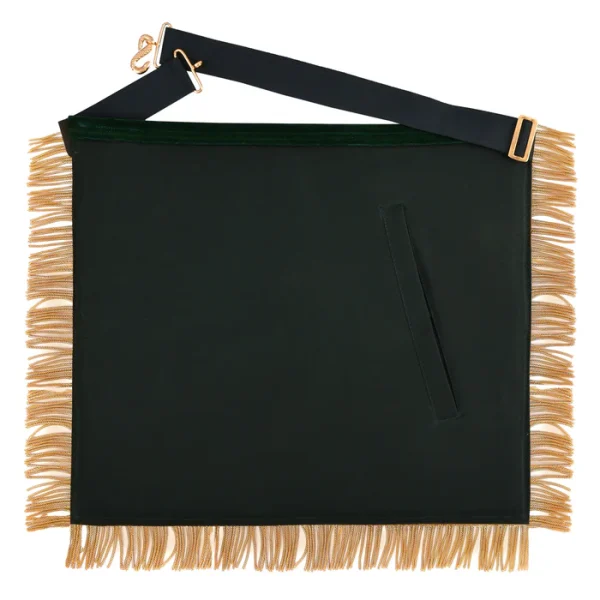 Past Sovereign Grand Master Allied Masonic Degrees Apron - Forest Green Velvet with Gold Fringe