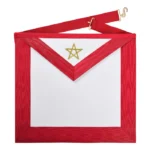 Excellent Master Allied Masonic Degrees Apron - Red Moire & Gold Pentagram