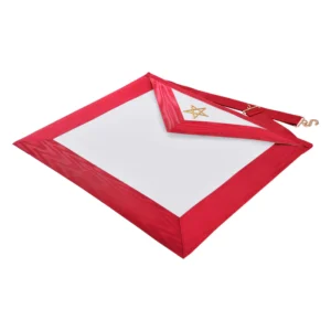Excellent Master Allied Masonic Degrees Apron - Red Moire Ribbon with Embroidered Gold Pentagram 10 Excellent Master Allied Masonic Degrees Apron - Red Moire Ribbon with Embroidered Gold Pentagram