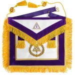 Past Grand Thrice Illustrious Master Royal and Select Masters Apron - Purple Hand Embroidery Gold Fringe