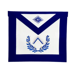 Worshipful Master Blue Lodge Officer Apron - Royal Blue Wreath Embroidery