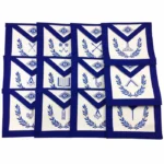 Officers Blue Lodge Officer Apron Set - Royal Blue Ribbon Machine Embroidery Set of 12