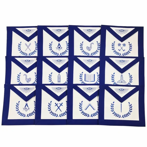 Officers Blue Lodge Officer Apron Set - Royal Blue Machine Embroidery