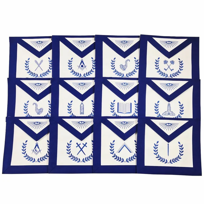 Officers Blue Lodge Officer Apron Set – Royal Blue Machine Embroidery