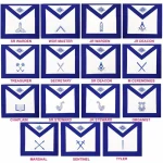 Blue Lodge Officer Apron Set - Royal Blue Machine Embroidery Set of 15