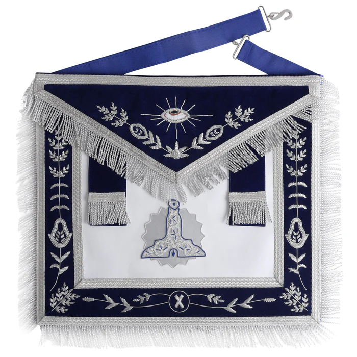 Senior Warden Blue Lodge Officer Apron – Silver Fringe & Side Tabs