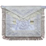 Master Mason Apron in White Satin and Velvet for Blue Lodge Ceremony