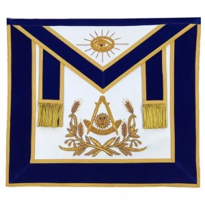 Past Master Blue Lodge Apron - Blue Velvet with Gold Hand Embroidered