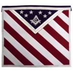Master Mason Apron White Red Blue USA Flag - Hand Embroidered