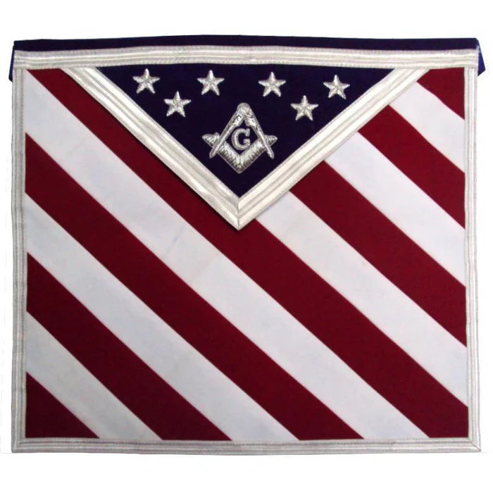 Master Mason Blue Lodge Apron – White, Red & Blue USA Flag